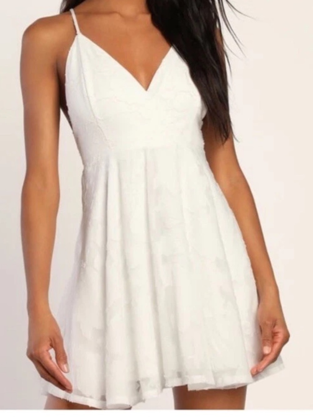 Lulu's Days of Beauty White Floral Skater Babydoll Mini Dress Large NWT